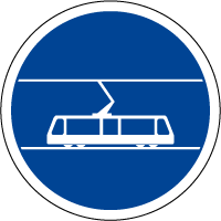 B27b Panneau obligation voie tramways